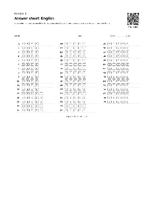 Sample page: An answer sheet after every paper